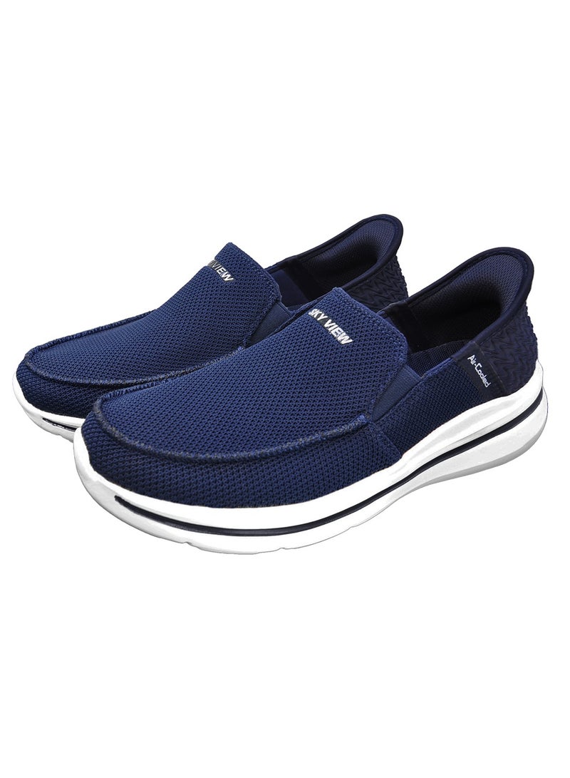 Sky View Athlesiure Men's Loafer Smooth Step Hands Free Slip-ins Loafer Flats Comfortable And Light-Weight Slip On Walking Shoes For Men Blue - Image 4