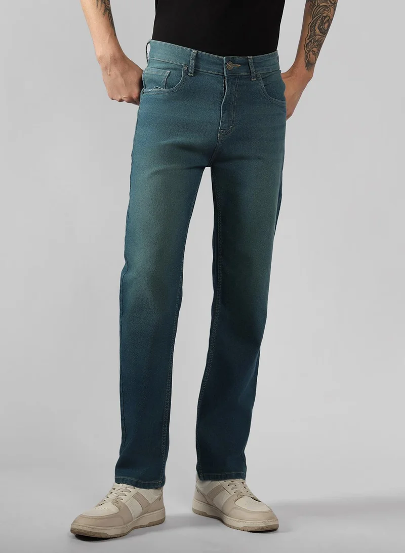 Dennis Lingo Men's Indigo Cotton Blend Solid Full Length Relaxed Fit Jeans