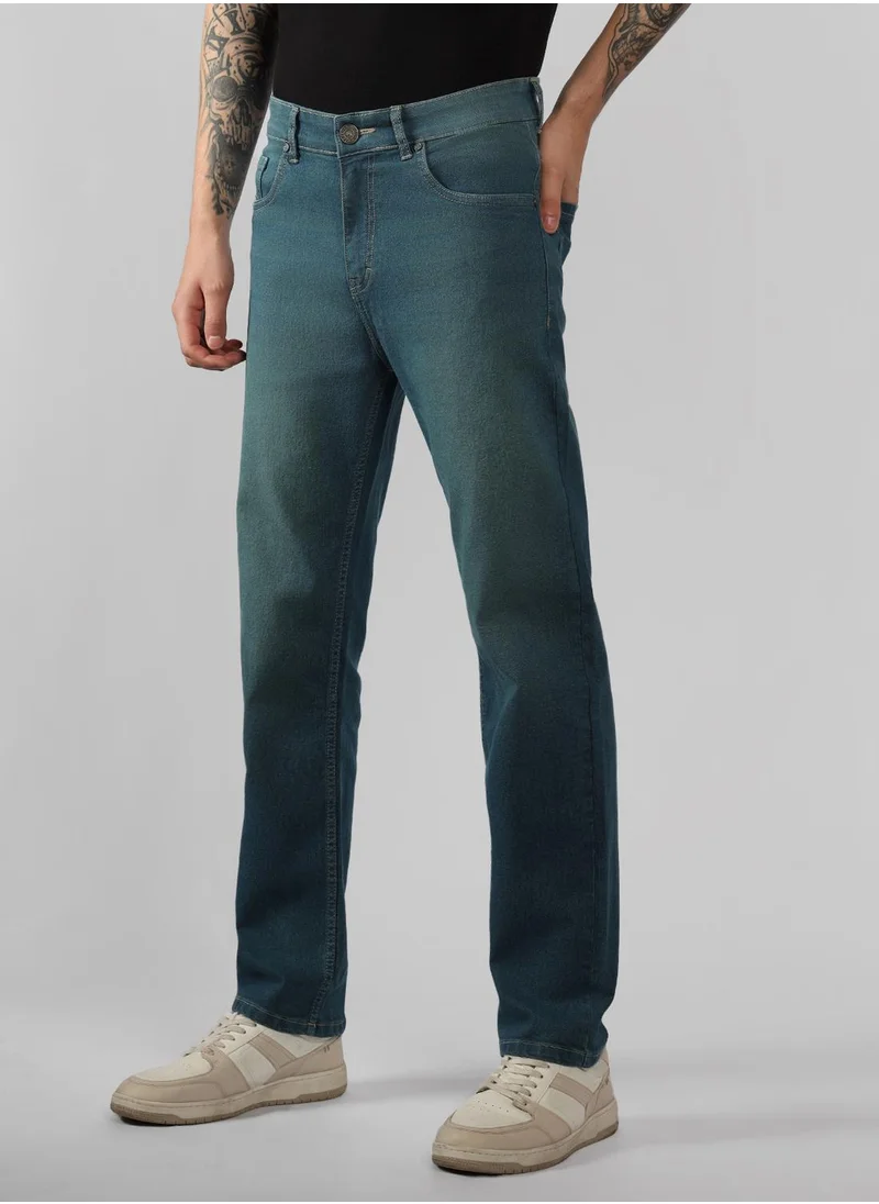 Dennis Lingo Men's Indigo Cotton Blend Solid Full Length Relaxed Fit Jeans