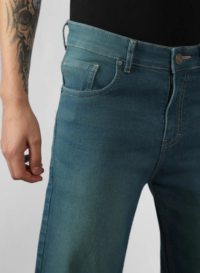 Dennis Lingo Men's Indigo Cotton Blend Solid Full Length Relaxed Fit Jeans
