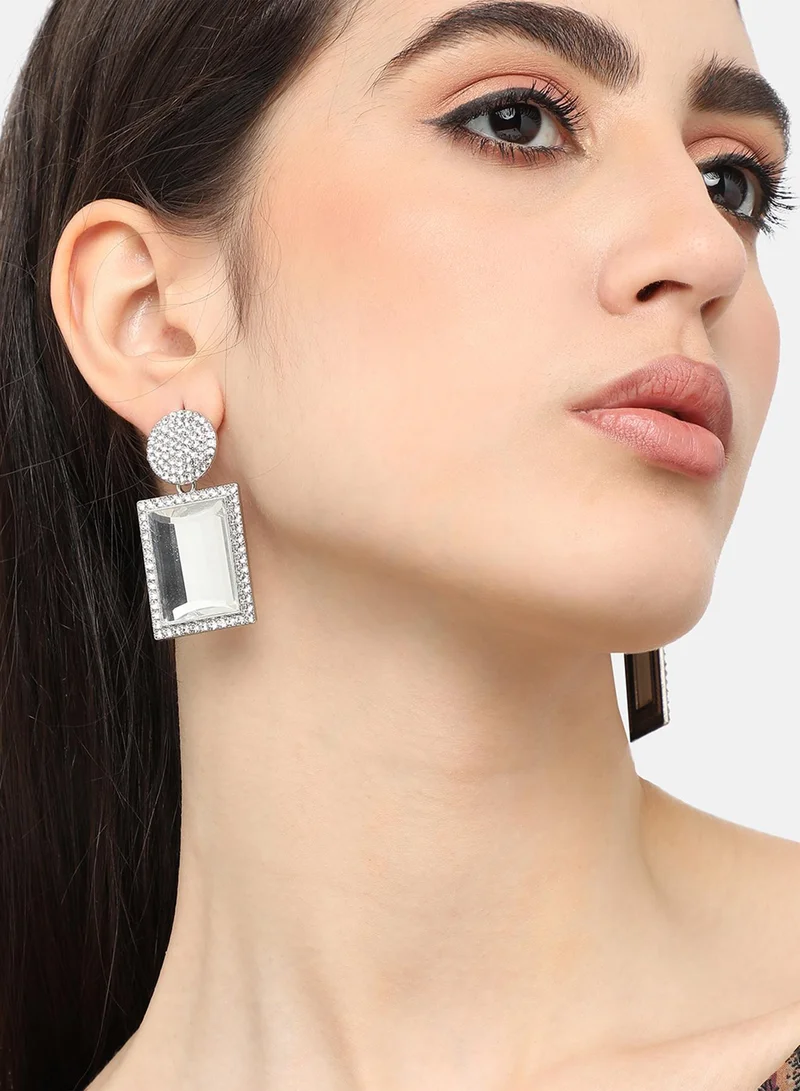 سوهي قرط متدلي للحفلات مصنوع من الفضة ومطلي بالفضة