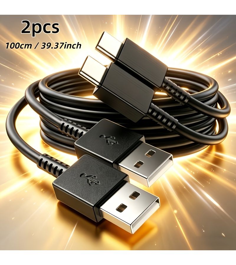 كابل شحن من نوع USB-C، عبوة مكونة من قطعتين، سلك نقل بيانات سريع ومتزامن للهواتف الذكية التي تعمل بنظام أندرويد - Image 1