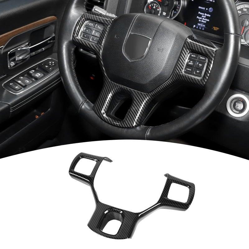 PDKLIN for RAM Carbon Fiber Steering Wheel Panel Trim for Dodge RAM 20102017 Black Carbon Fiber Grain Interior Accessories