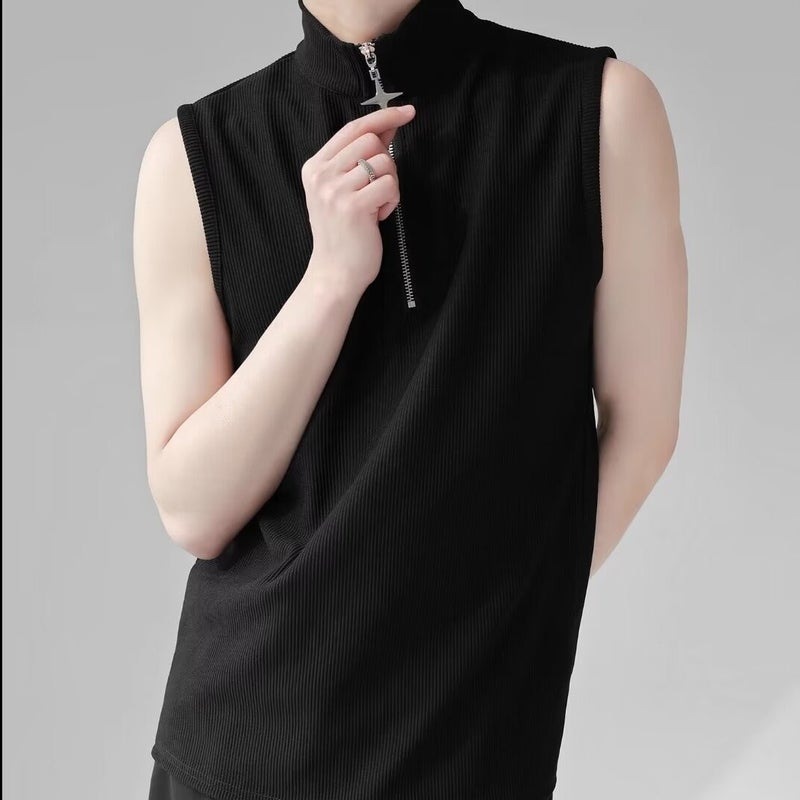 Mens Sleeveless T-Shirt Vest Summer Casual Black - Image 1