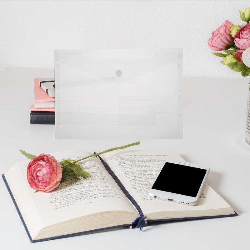 NUOBESTY 30 قطعة من حقيبة المستندات البلاستيكية A5 مع زر ضغط، منظم ملفات للمكتب وحفظ المستندات، لون عشوائي - Image 5