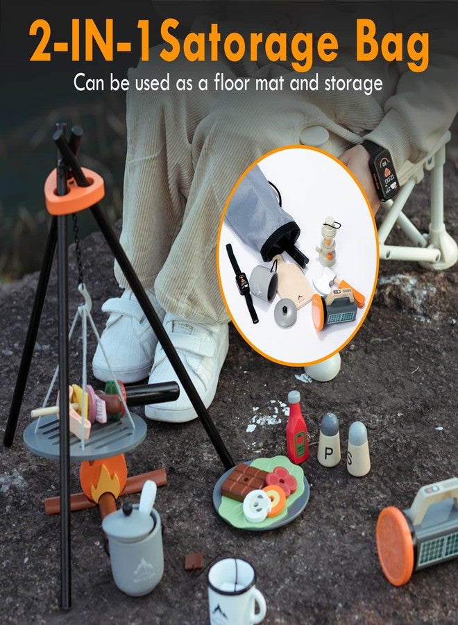 UMU Kids Camping Toys Set, Pretend Play with Campfire, Wooden Camping Playset Cutting Food for Play Kitchen Camping Gear for Kitchen Indoor Outdoor Camping Toys for Kids Toddlers Boys Age 3 4 5 6 7 8+ - Image 5