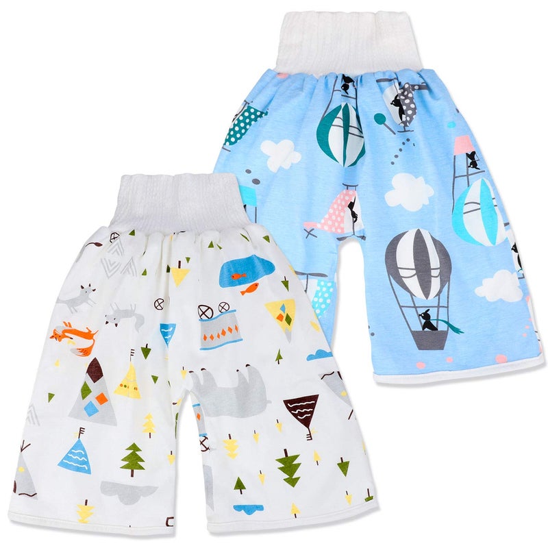 MooMoo Baby 2 Packs Waterproof Diaper Pants Potty Training Cloth Diaper Pants for Baby Boy and Girl Night Time - Image 1