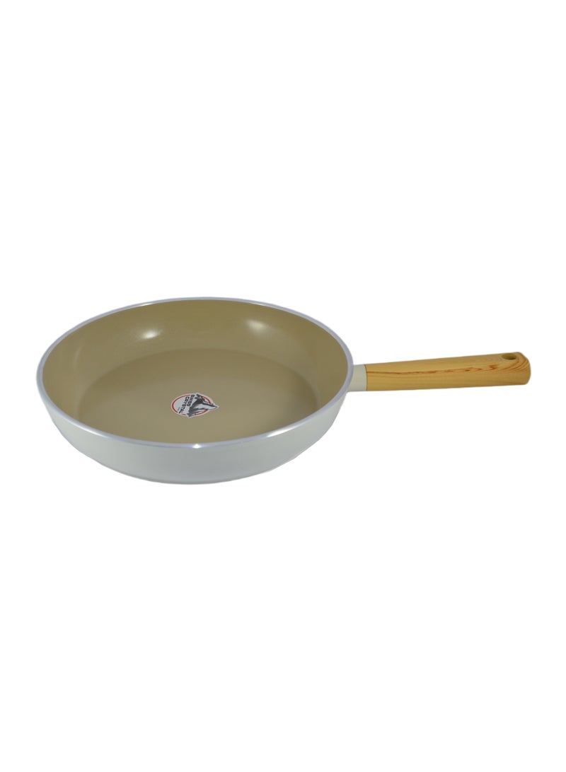 Homemaker Swiss Crystal High Quality Ceramic Coating Non-Stick Frypan - 30cm - Natural Wood Handle - Beige - Image 2