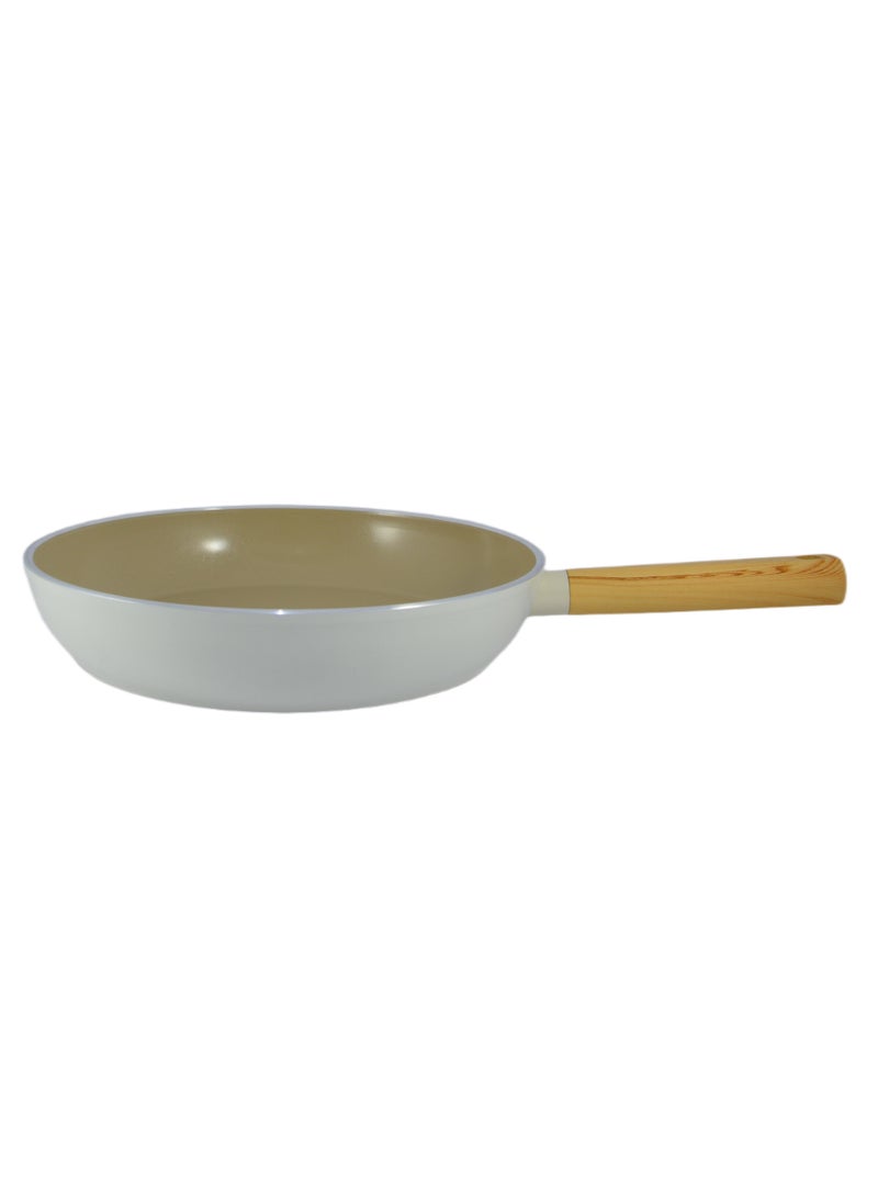Homemaker Swiss Crystal High Quality Ceramic Coating Non-Stick Frypan - 30cm - Natural Wood Handle - Beige - Image 1