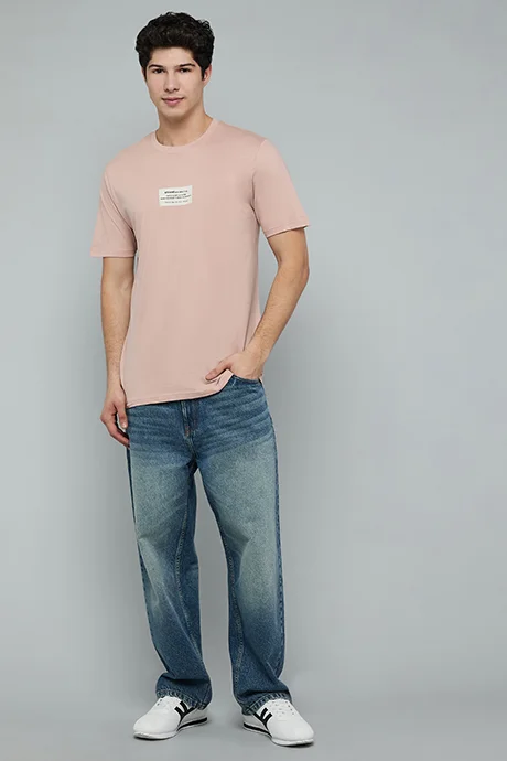 أر أند بي Label Detail T-Shirt with Crew Neck and Short Sleeves