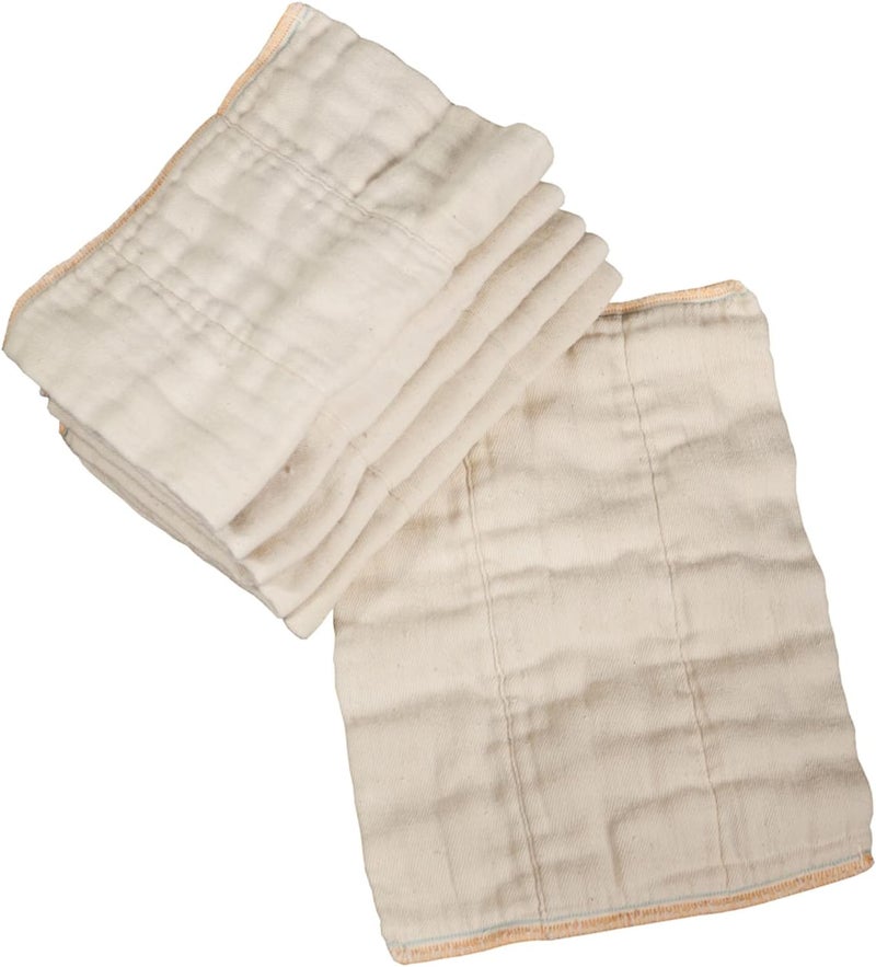 OsoCozy Unbleached Prefold Cloth Diapers 100% Cotton, Durable, Soft, Absorbent, Sustainable & Economical - dims, Fits size range. - (Size) - Image 1