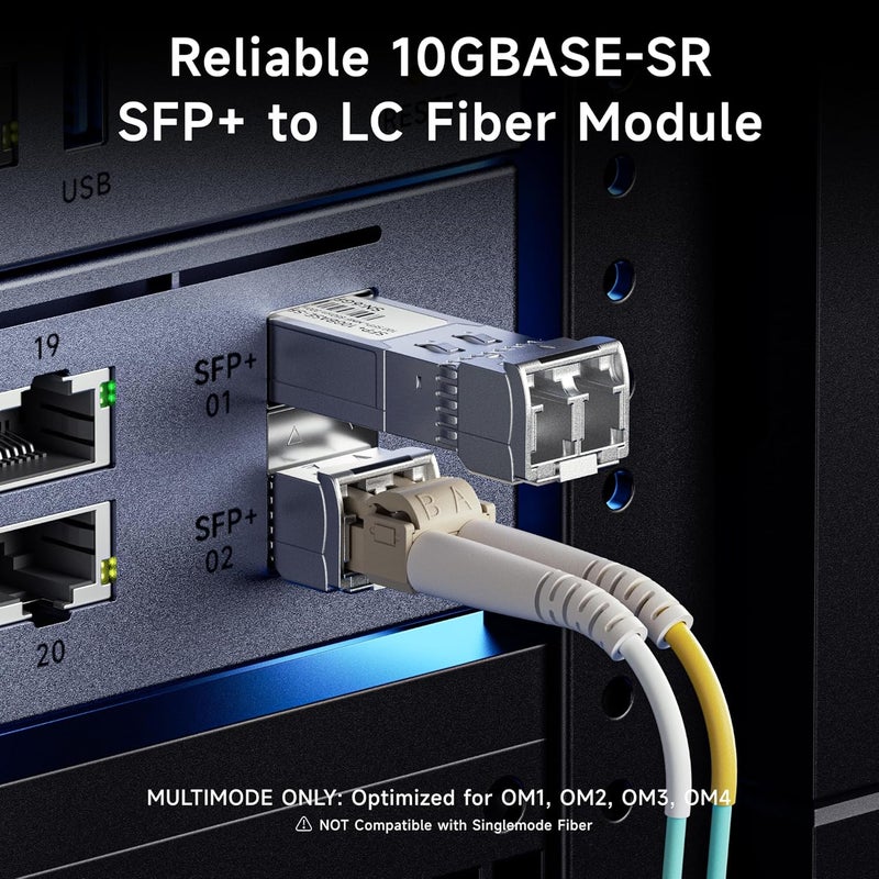 Cable Matters 2-Pack 10GBASE-SR SFP+ to LC Multimode 10G Fiber Transceiver Module, 10G, MMP Fiber, Up to 300m, for Cisco, Ubiquiti, TP-Link, D-Link, MikroTik, Netgear, Supermicro, HPE Aruba - Image 2