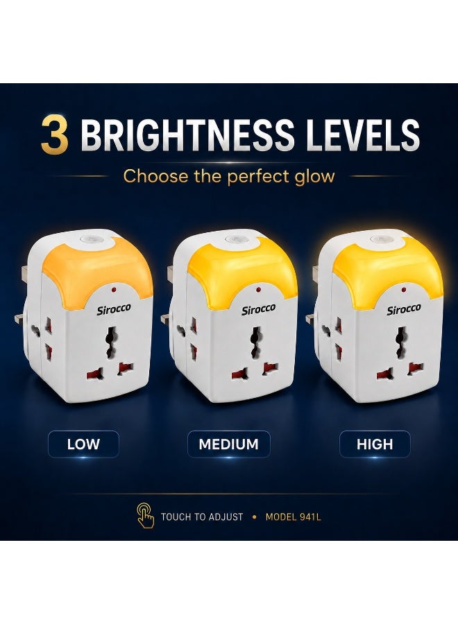 سيروكو محول كهربائي 13 أمبير مع مصباح ليلي LED، تحكم باللمس، 3 مستويات إضاءة، 941L - Image 2