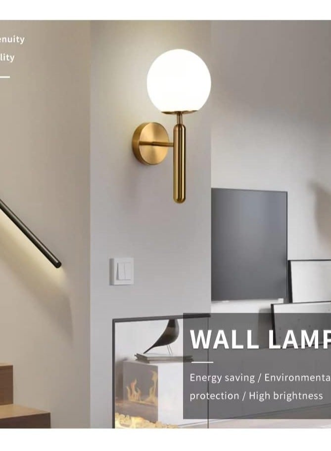 ERENYEA Earth glass bulb wall light Modern gold bedside light Dressing wall light Living Room bathroom bedroom hallway light  - Image 3