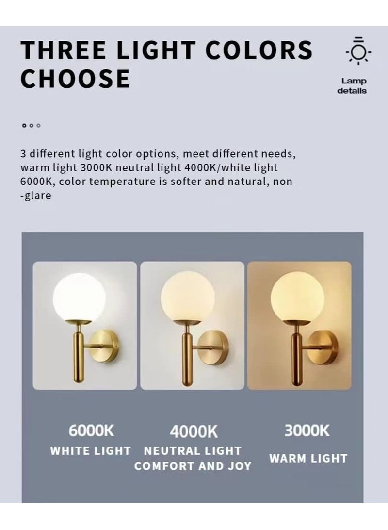 ERENYEA Earth glass bulb wall light Modern gold bedside light Dressing wall light Living Room bathroom bedroom hallway light  - Image 4