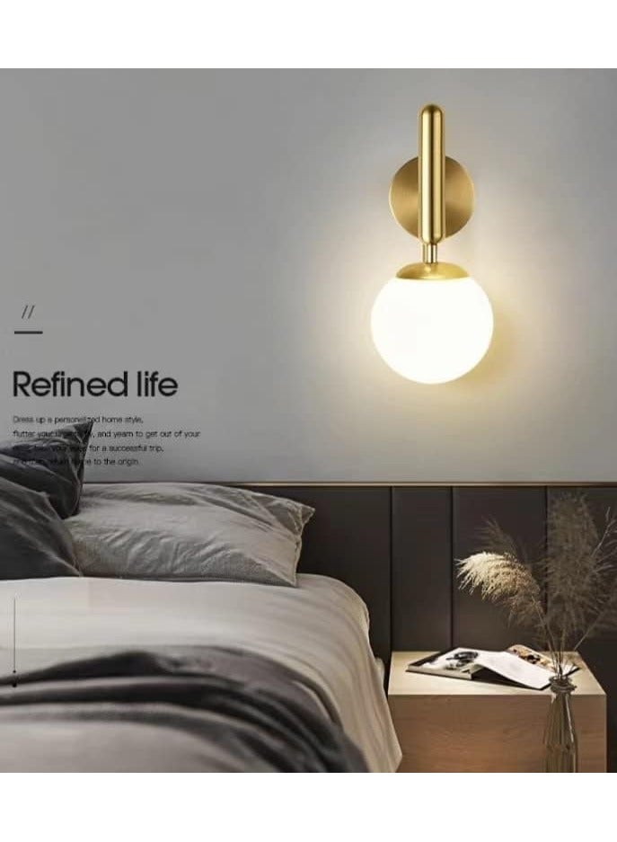 ERENYEA Earth glass bulb wall light Modern gold bedside light Dressing wall light Living Room bathroom bedroom hallway light  - Image 5