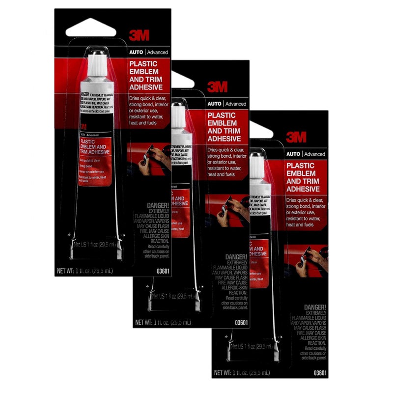 3M 03601 Plastic Emblem and Trim Adhesive - 3 Pack - Image 1