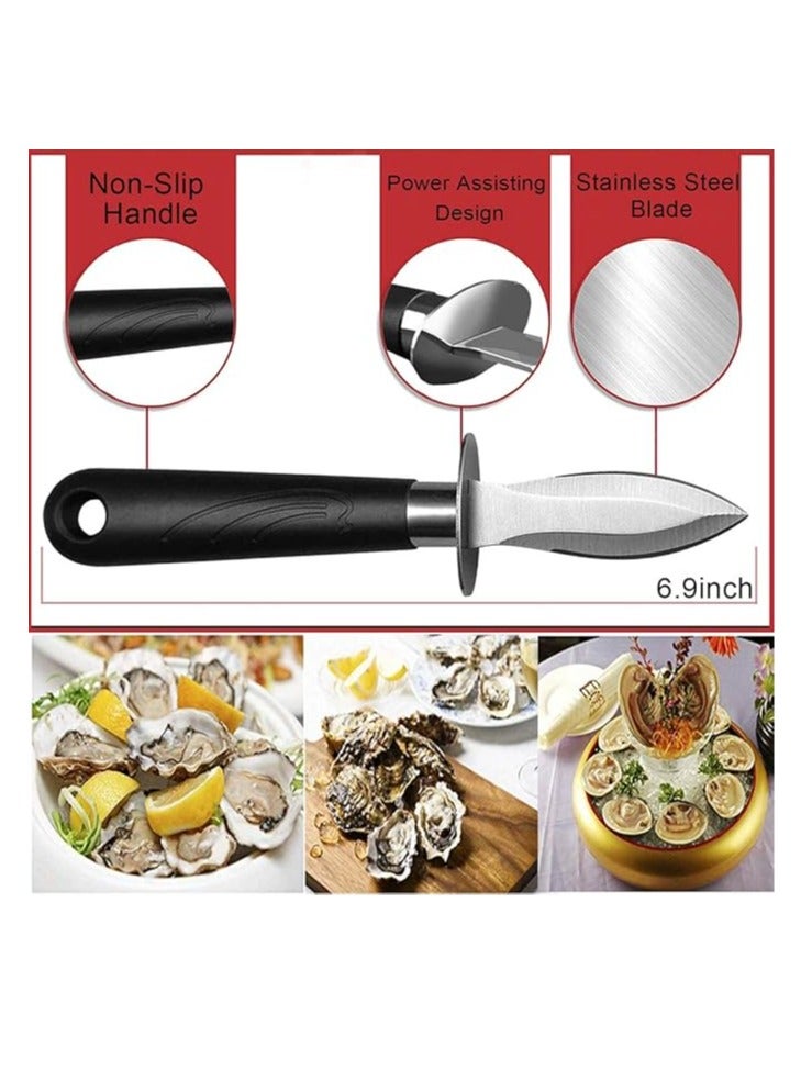 Mmmon 6 Pcs Shucking Knives,Shucker Opener Knives with Level 5 Cut Resistant Protection,Clam Seafood Knife Tools with Non Slip Rubber Handle - Image 2