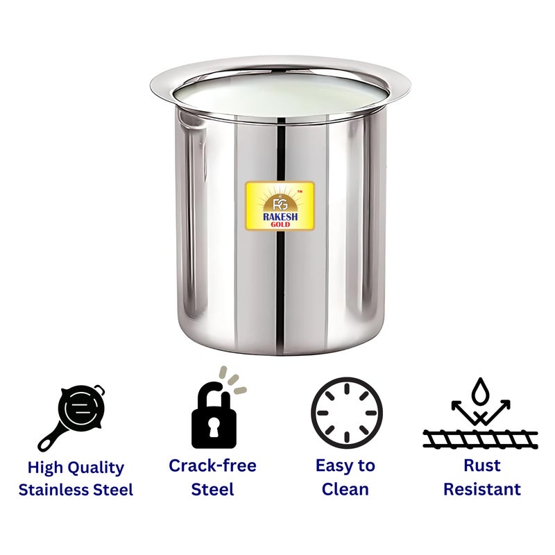 Rakesh Gold Rakesh Gold Stainless Steel Ganj/Milk Boiler/Milk Pot/Long Tapeli Set - 3 Pieces | Heavy-Duty Steel, Rust-Free, Ideal for Boiling Milk & Cooking (Pack of 3, Regular) - Image 5