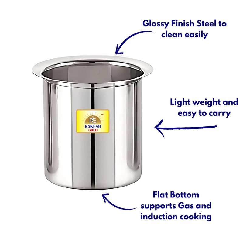 Rakesh Gold Rakesh Gold Stainless Steel Ganj/Milk Boiler/Milk Pot/Long Tapeli Set - 3 Pieces | Heavy-Duty Steel, Rust-Free, Ideal for Boiling Milk & Cooking (Pack of 3, Regular) - Image 4