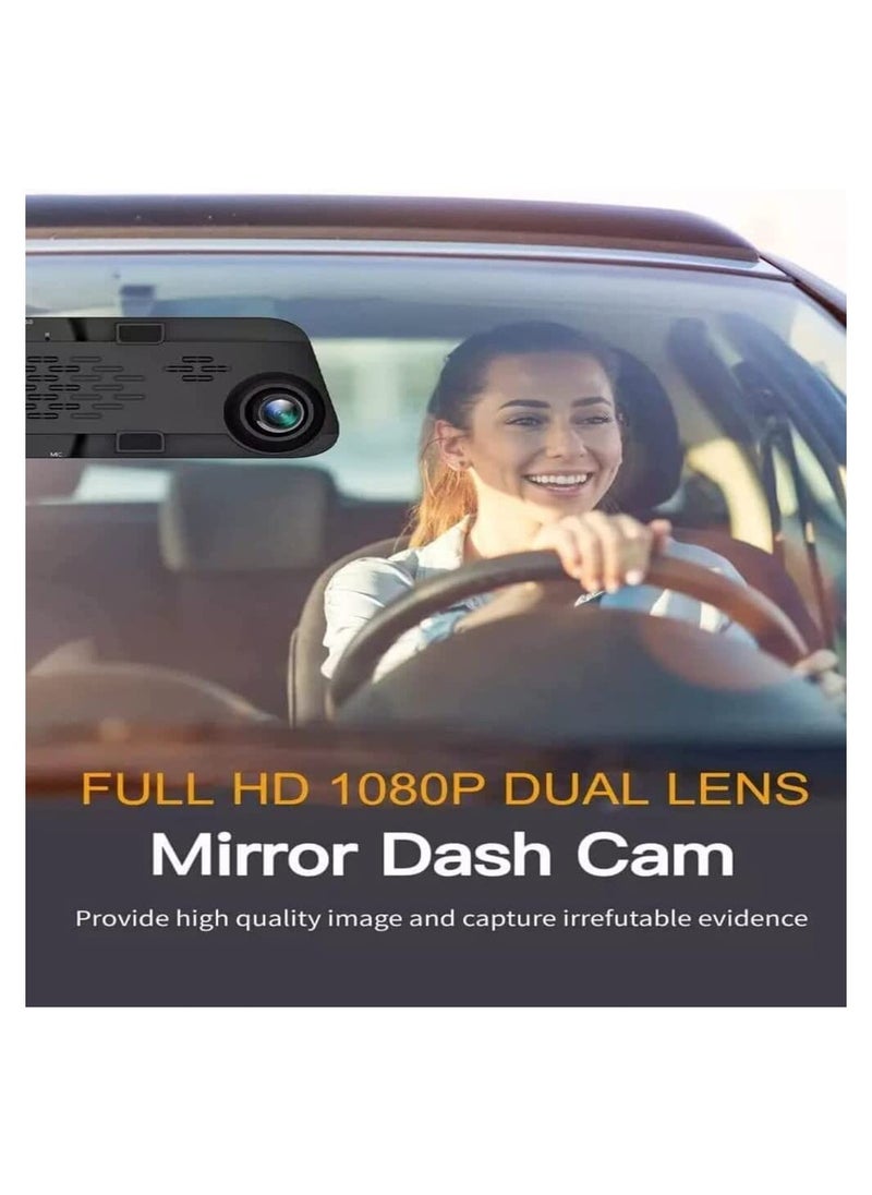 MR.SMART - Mirror Dash Cam 10 Inch Backup Camera 1080P Front and Rear Camera Full HD with IPS Touch Screen 170° Wide Angle with Loop Recording G-Sensor Parking Assist Night Vision Waterproof - Image 1