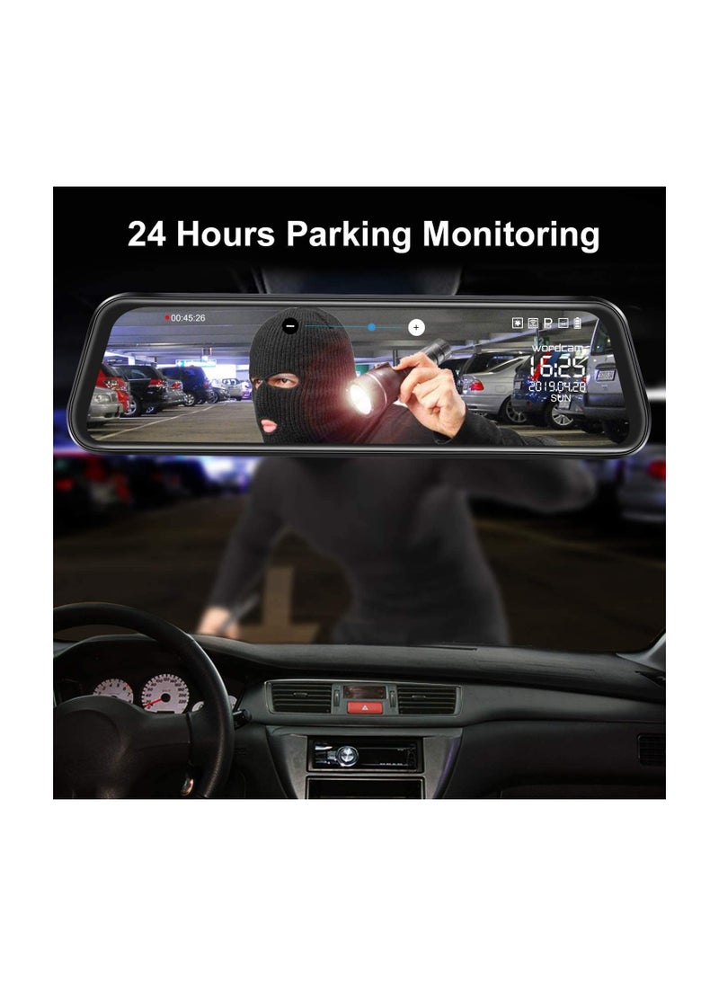 MR.SMART - Mirror Dash Cam 10 Inch Backup Camera 1080P Front and Rear Camera Full HD with IPS Touch Screen 170° Wide Angle with Loop Recording G-Sensor Parking Assist Night Vision Waterproof - Image 1