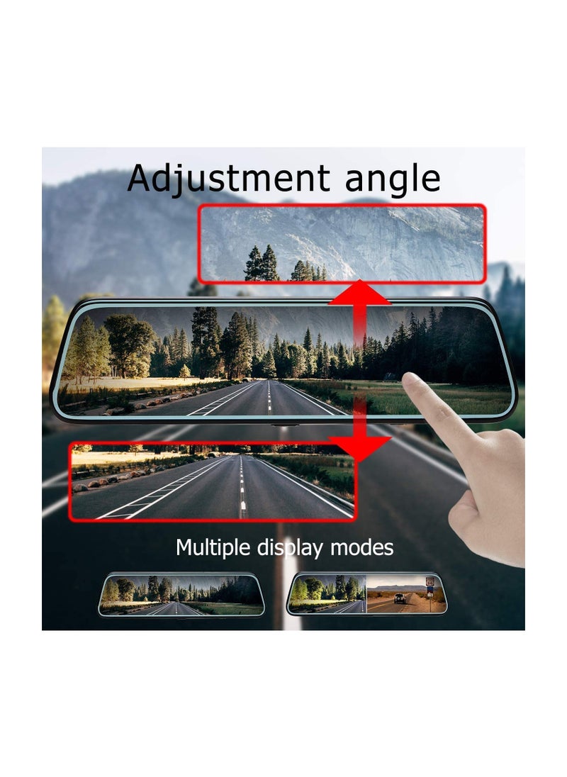 MR.SMART - Mirror Dash Cam 10 Inch Backup Camera 1080P Front and Rear Camera Full HD with IPS Touch Screen 170° Wide Angle with Loop Recording G-Sensor Parking Assist Night Vision Waterproof - Image 1