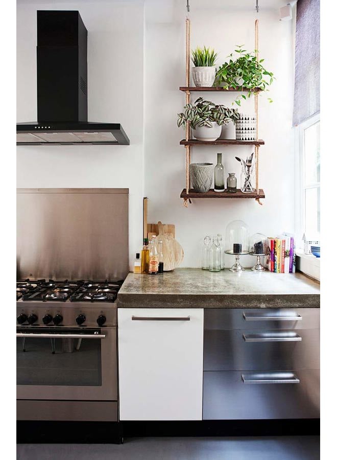 Mkono Hanging Shelves 3 Tier Rustic Wood Wall Mount Floating Shelf with Rope Window Plant Photos Display Home Decor for Bathroom Living Room Bedroom Kitchen Apartment, Decoractive Storage Shelf - Image 4