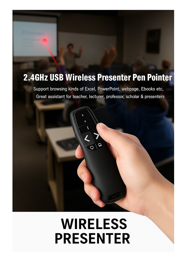 Beauenty Wireless Presenter Remote Controller, Wireless USB Presenter PowerPoint Red Laser Pen Pointer PPT Clicker for Presentation USB-A  USB-C/Type-C - Image 1