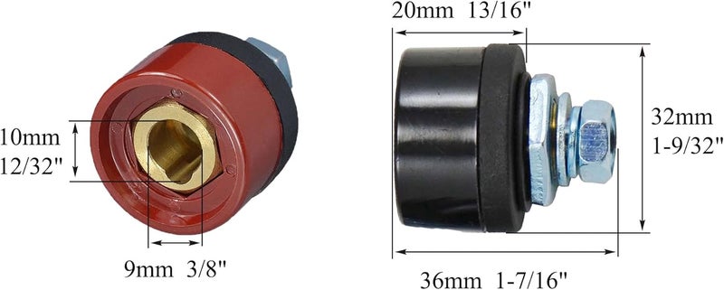 RIVERWELD TIG Welding Cable Panel Connector Plug & Socket Set DKJ10-25 & DKZ10-25 200Amp with Black Color Dinse-Style Quick Fitting 2pcs - Image 2