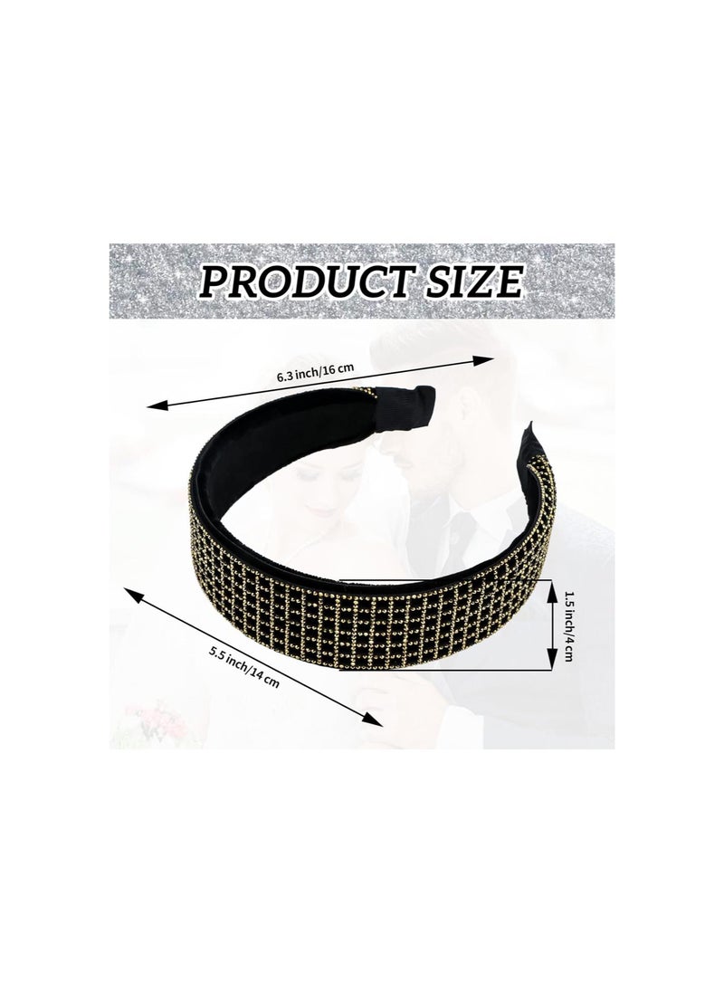 Generic - Gold Rhinestone Headbands Sparkly Glitter Hair Band for Women Fashion Crystal Thick Headband Wide Soft Head band Bling Jeweled Hair Hoops Stylish Hair Accessories for Women Girls - Image 1