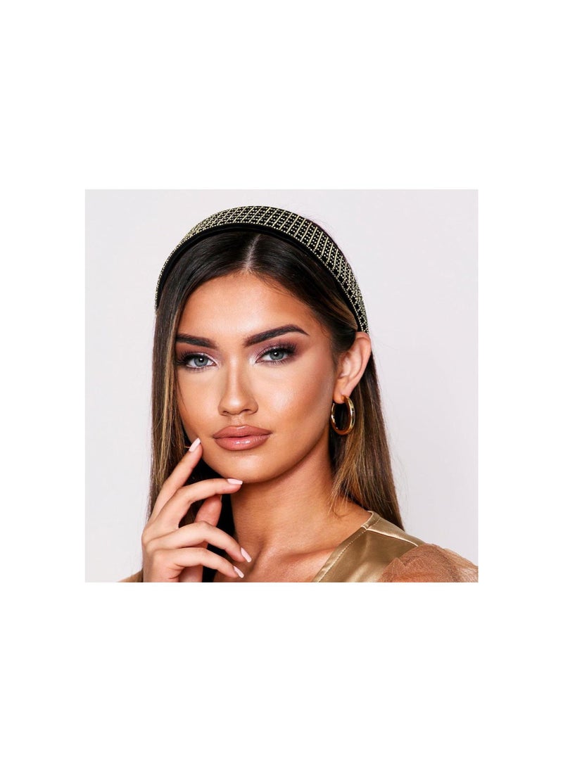 Generic - Gold Rhinestone Headbands Sparkly Glitter Hair Band for Women Fashion Crystal Thick Headband Wide Soft Head band Bling Jeweled Hair Hoops Stylish Hair Accessories for Women Girls - Image 1