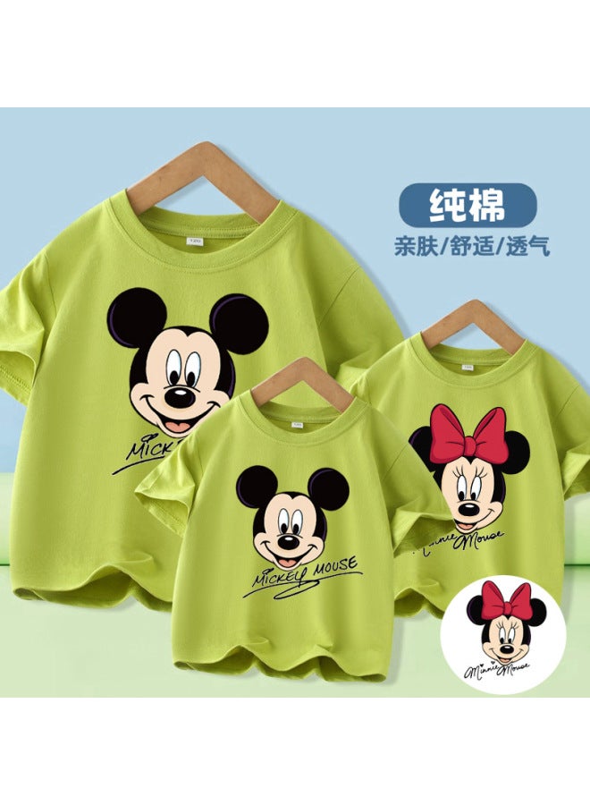 Mickey Minnie Short-sleeved T-shirt Family Of Four Family And Family Dress Summer New Style Cartoon Printing Tide