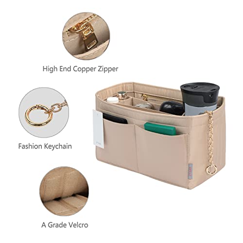 ZTUJO Purse Organizer Insert, Felt Purse Organizer with Zipper and Sewn Bottom Insert, Fit Speedy Neverfull Graceful,6 Sizes (X-Large, Skin color) - Image 4