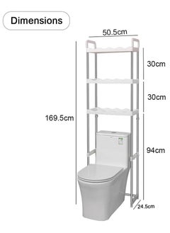 BLOOMING TIME Multipurpose 3-Tier Over the Toilet Shelf, Freestanding Bathroom Organizer with Hooks, Stainless Steel Space-Saving Rack, 30kg Capacity  - Image 2