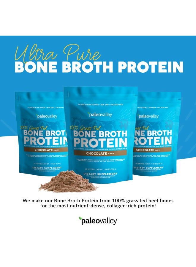 Paleovalley مسحوق بروتين مرق العظام 100% من العشب - شوكولاتة - غني بالكولاجين لصحة الشعر والبشرة والأمعاء ودعم العظام والمفاصل - 28 حصة - Image 3