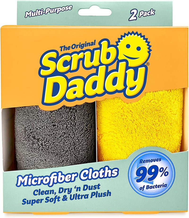 Scrub Daddy Microfiber Cloths - All Purpose Super Soft & Ultra Plush Microfiber Towels - Contains Grey & Yellow Cleaning Rags (2 Pack) - Image 1
