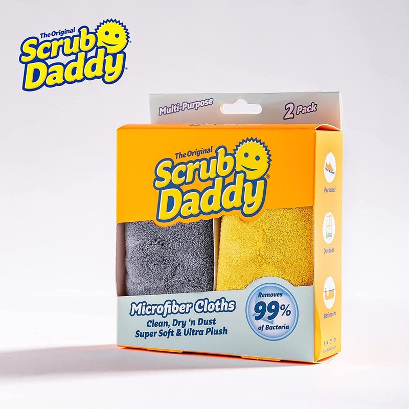 Scrub Daddy Microfiber Cloths - All Purpose Super Soft & Ultra Plush Microfiber Towels - Contains Grey & Yellow Cleaning Rags (2 Pack) - Image 2
