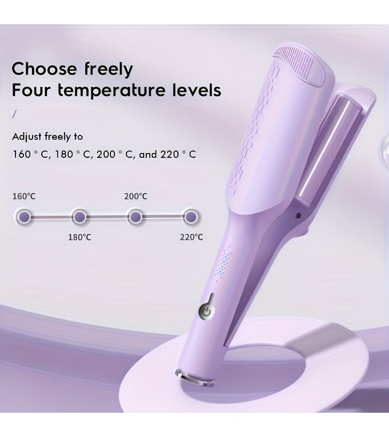 Purple 32mm Hair Straightener Adjustable Temperature Fast Curls Safe Thermal Control - Image 3