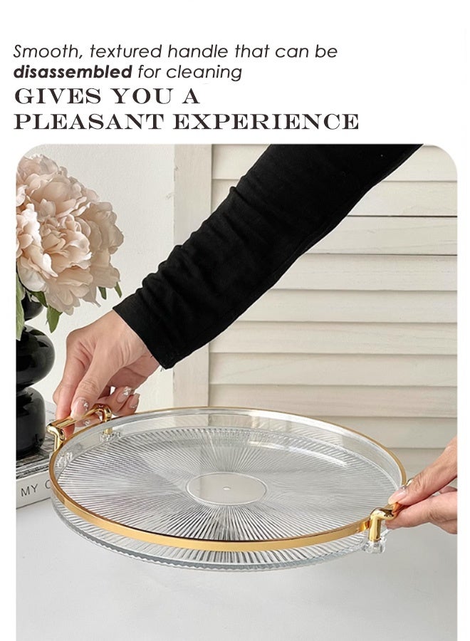 Reelyo Luxury Serving Tray Round Serving Tray with Handles Jewelry Decoration Tray, Candle Tray, Dressing Table and Bathroom Table Storage Tray Acrylic Multifunction Display(Grey) - Image 5