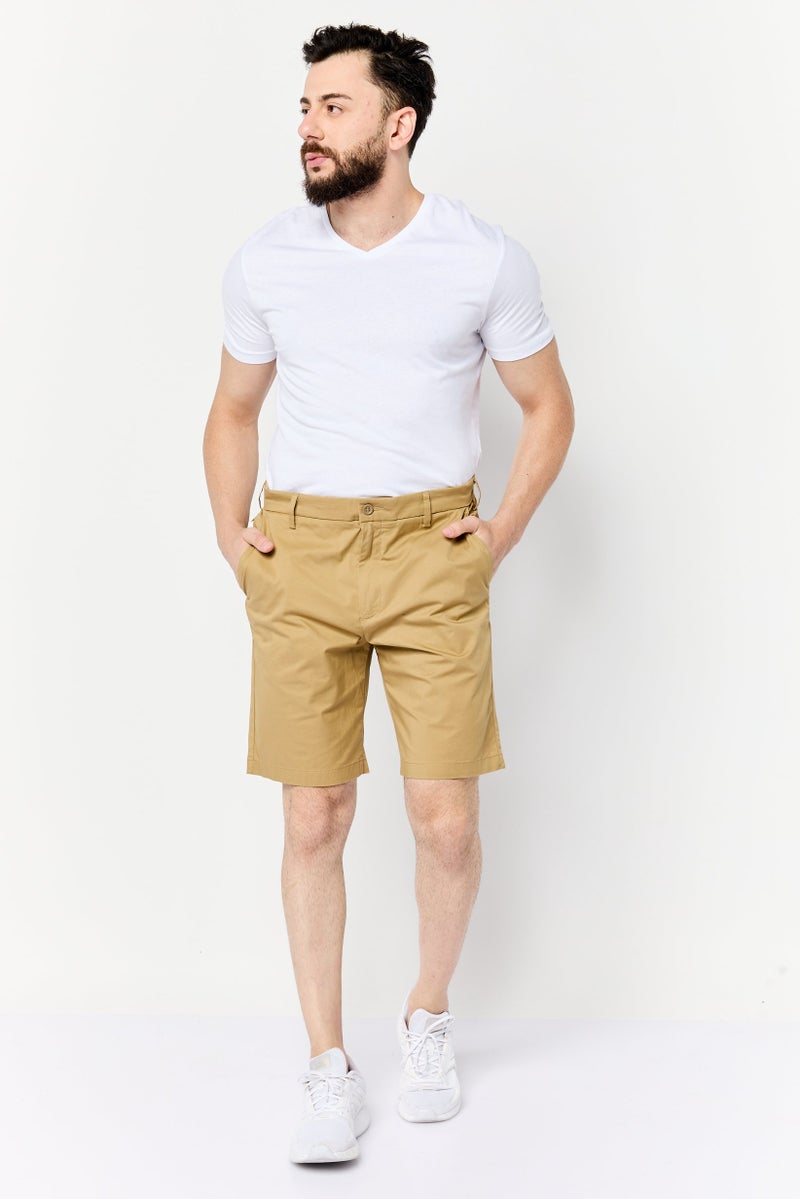 DOCKERS Men Solid Chino Shorts, Dark Khaki  - Image 2