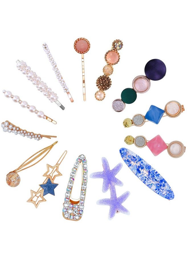 SUN Ring SUNRING 5 Piece Korean Style Pearl Metal Rhinestone Hair clips, Plastic Pearl Barrettes Hairpin for Women & Girls (Pack of 5, Multicolor) - Image 1