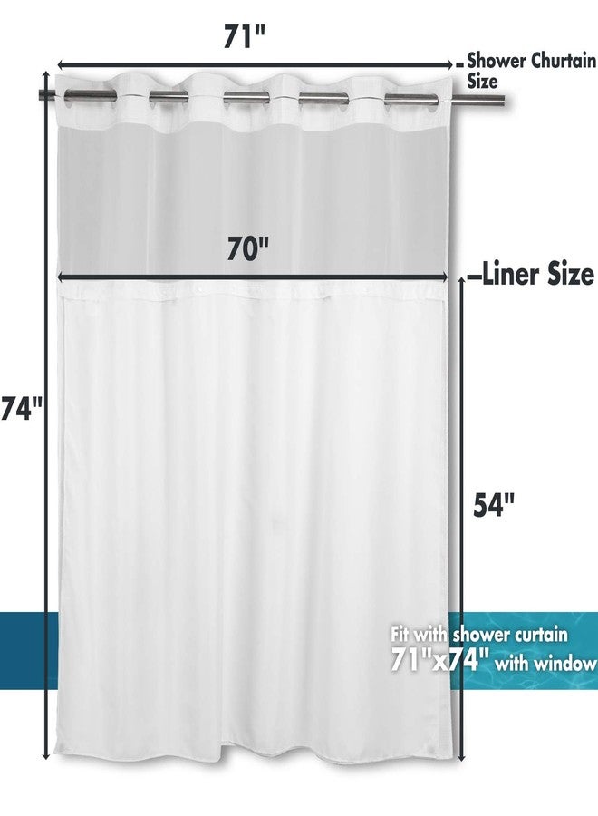 River Dream Snap in Fabric Shower Curtain Liner Replacement - 70W x 54H, White, with Magnets-Detachable Liner,(Fit 71(W) x 74(H) with Window Shower Curtain) - Image 3