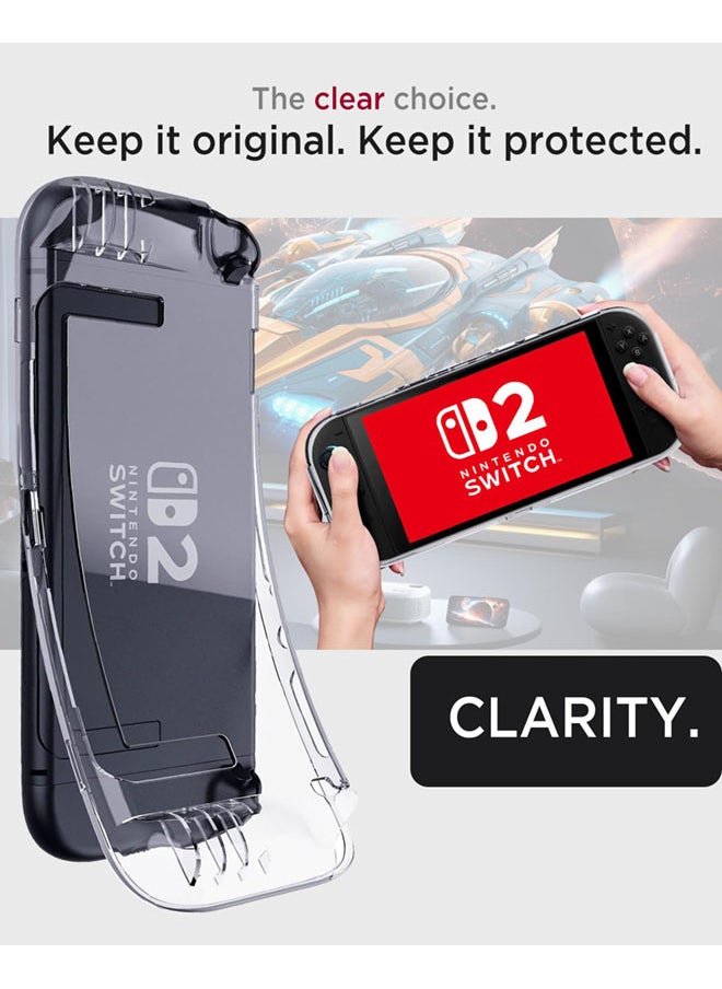 Clear Case for Nintendo Switch 2 with Built-in 2 Game Card Slots, Soft TPU Cover Full-Body Protection Shock-Absorption Anti-Scratch Protective Case for Switch 2 Game Console Game Storage