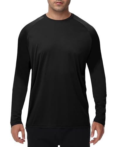 BOOJO Long Sleeve Shirts for Men - Quick Dry Moisture Wicking UV UPF Sun Protection T-Shirts for Fishing Workout Swim A-Black - Image 1