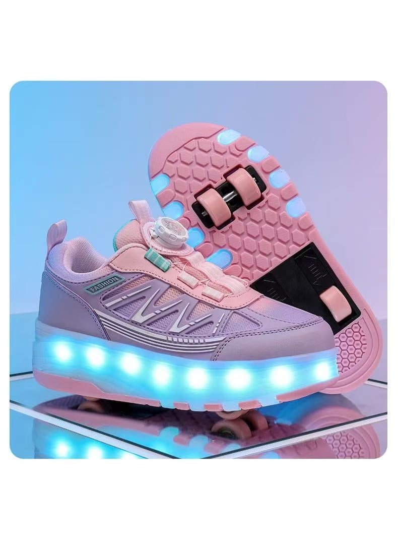 سكاي فيو حذاء تزلج SKYVIEW للأطفال مزود بإضاءة LED وحزام إغلاق بخطاف وحلقة - حذاء تزلج 2 في 1 بعجلات قابلة للسحب والإزالة للأطفال من سن 3 سنوات فما فوق، حذاء تزلج رياضي للجنسين للأولاد والبنات، متوفر بمقاسات مختلفة 31، 32، 33، 34، 35، 36، 37، 38، 39، 40 - Image 3