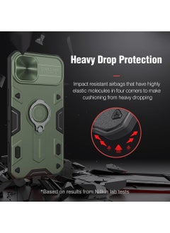TEAM LUXURY Compatible with iPhone13 Cam Shield Armor Case Hard Back Cover,Slide Metal Camera Cover [Sliding Camera Protection ] Impact-Resistant Shockproof Case with 360°Rotate Ring Stand for iPhone13  - Image 3