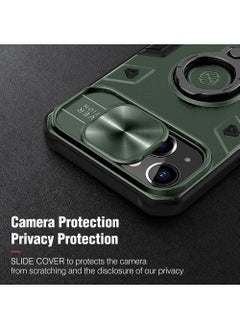 TEAM LUXURY Compatible with iPhone13 Cam Shield Armor Case Hard Back Cover,Slide Metal Camera Cover [Sliding Camera Protection ] Impact-Resistant Shockproof Case with 360°Rotate Ring Stand for iPhone13  - Image 4