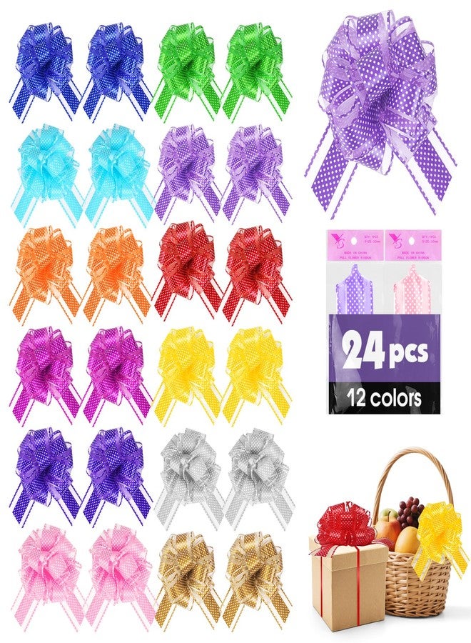 FUMILE 24 Pcs Large Pull Bows for Gift Wrapping,12 Colors 6 Inch Pull Bows for Present Wrapping Gift Baskets Flower Bouquets, Pull Ribbon Gift Bows for Party, Christmas, Valentine's Day, Wedding, Birthday. - Image 1