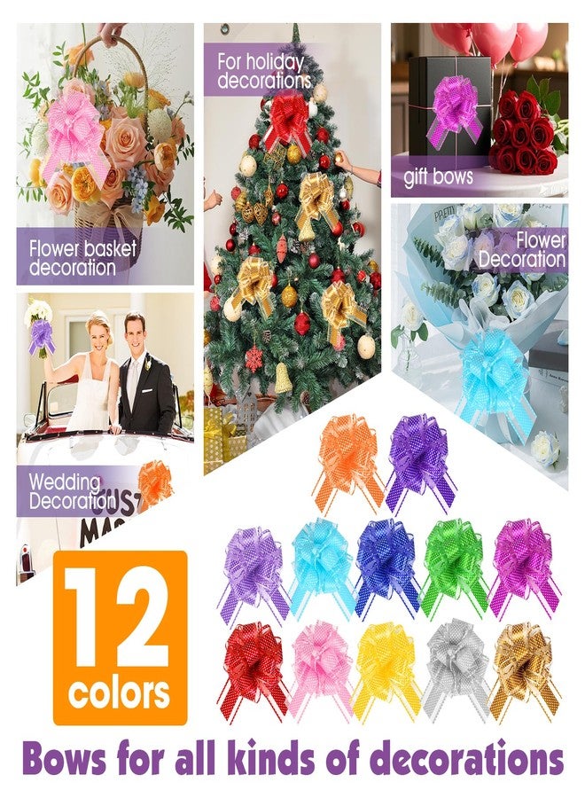 FUMILE 24 Pcs Large Pull Bows for Gift Wrapping,12 Colors 6 Inch Pull Bows for Present Wrapping Gift Baskets Flower Bouquets, Pull Ribbon Gift Bows for Party, Christmas, Valentine's Day, Wedding, Birthday. - Image 5